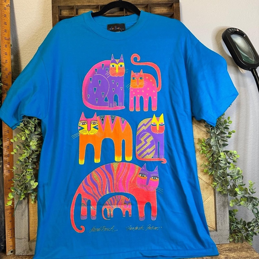 NWT Vintage Laurel Burch Fantastic Felines Art T-Shirt Size OSFA - Laurel Burch